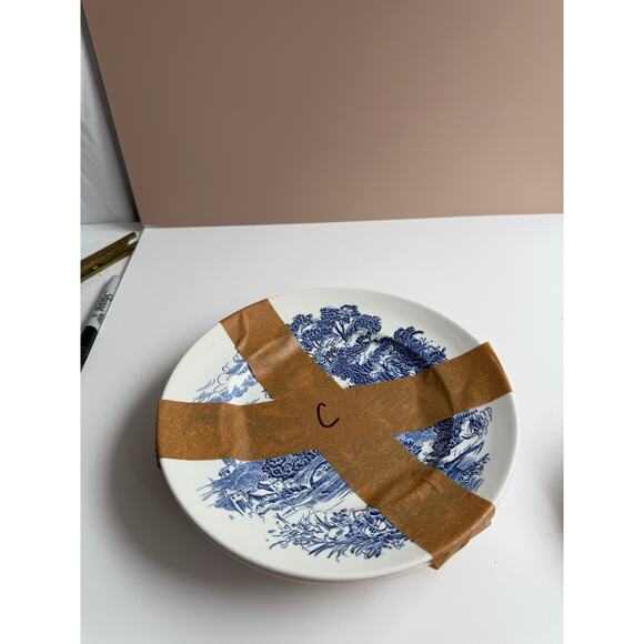 Vintage Wedgwood Dinner Plates Set of 4 Blue Transferware "Countryside" Pattern - Picture 10 of 10